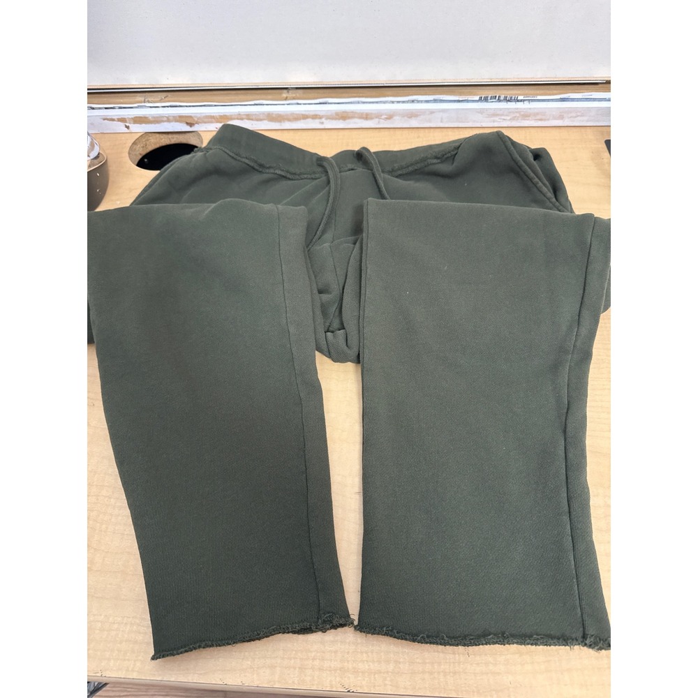 Eileen Fisher Organic Cotton French Terry Raw Hem Sweatpants Olive Green AU M